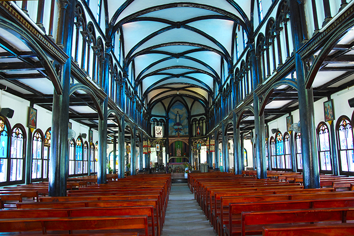 The unique architecture of Kon Tum wooden cathedral. Photo: Nguyen Quang Vinh